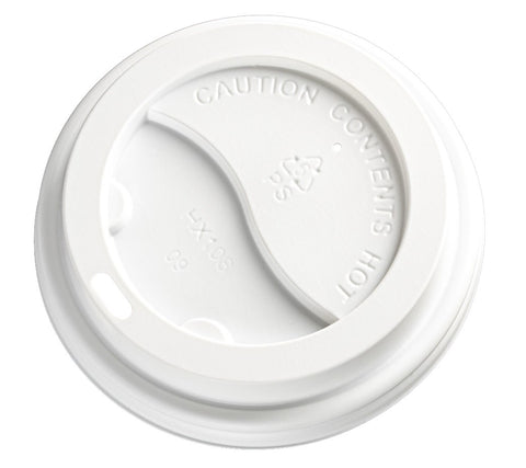 PS Plastic Cup Lids - White, 62mm Diameter (Box Of 1000)