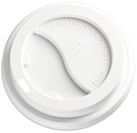 PS Plastic Cup Lids - White, 90mm Diameter (Box Of 1000)