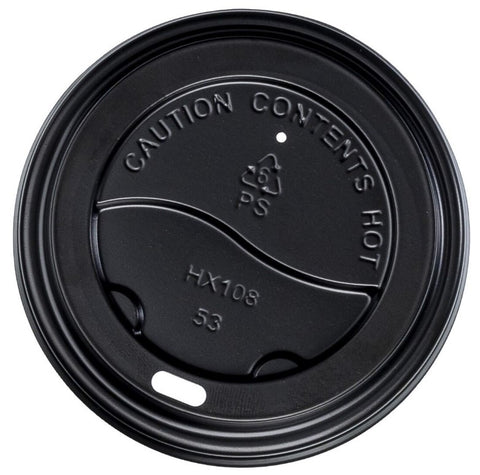 PS Plastic Cup Lids - Black, 90mm Diameter (Box Of 1000)