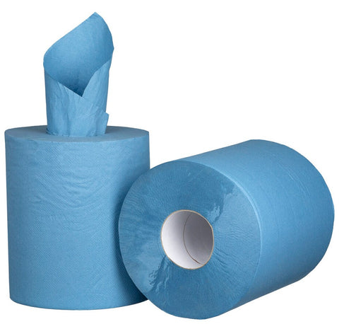 Centre Feed Paper Towel - Blue, 210mm x 300m, 1 Ply, 25gsm, FSC Mix® (Pack Of 6 Rolls) *Perforated