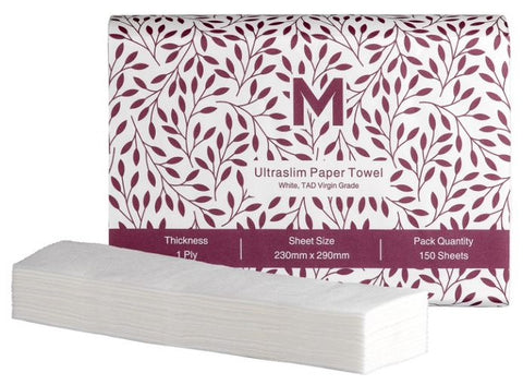 Luxury TAD Ultraslim Paper Towel - White, 230mm x 290mm, 1 Ply, FSC Mix® (Box Of 3000)