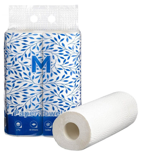 Kitchen Paper Towels - White, 272mm x 226mm, 2 Ply, 60 Sheets, FSC Mix® *Perforated(Pack Of 12 Rolls)