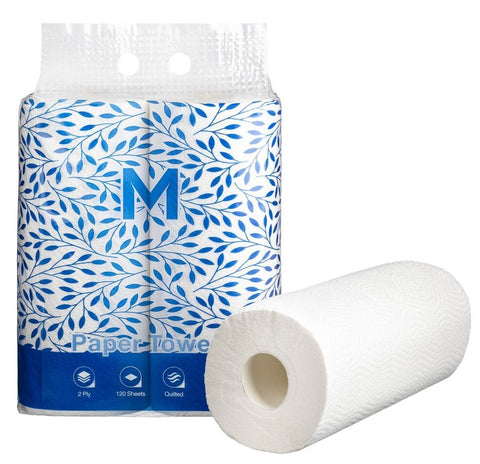 Kitchen Paper Towels - White, 272mm x 226mm, 2 Ply, 120 Sheets, FSC Mix® *Perforated(Pack Of 12 Rolls)