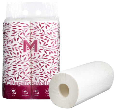 Kitchen Paper Towels - White, 272mm x 226mm, 3 Ply, 60 Sheets, FSC Mix®  *Perforated(Pack Of 12 Rolls)