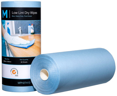 Low Lint Dry Wipes - Blue, 300mm x 500mm, 90 Sheets, 80gsm (Box Of 4) *Ultra Low Lint