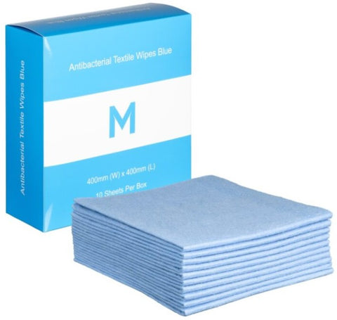 Antibacterial Textile Wipes - Blue, 400mm x 400mm, 140gsm (Box Of 80)