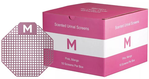 Scented Urinal Screen - Pink, Mango (Box Of 10) + Plastic Glove