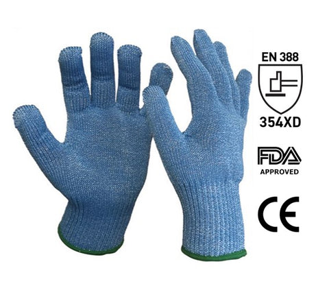 Processing Cut Resistant Gloves - Blue, 3XL, 13 Gauge *Rating - EN388: 4X4XF(Box Of 120 Pairs Of Gloves)