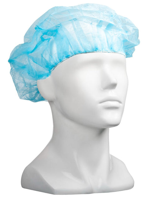 Polypropylene Bouffant Hats - Blue, 610mm Wide, 12gsm (Box Of 600) *For Larger Hair Styles