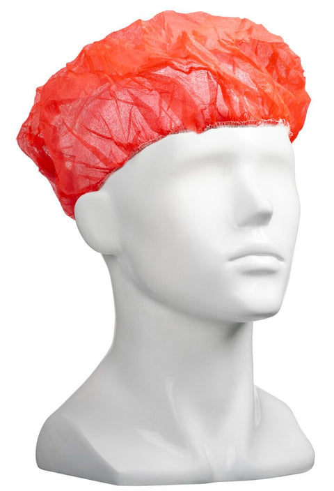 Polypropylene Bouffant Hats - Red, 610mm Wide, 12gsm (Box Of 600) *For Larger Hair Styles