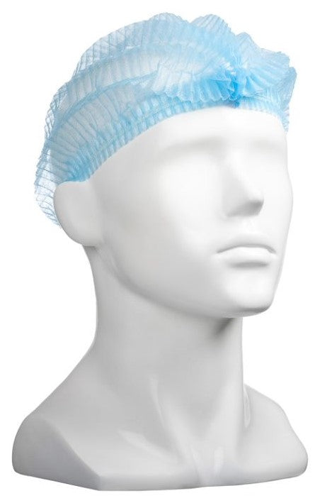 Polypropylene Crimp Hats - Blue, 530mm Wide, 12gsm(Box Of 1000)