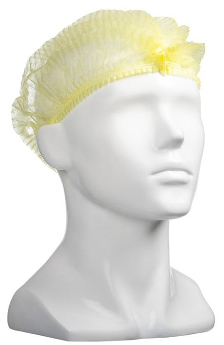 Polypropylene Crimp Hats - Yellow, 530mm Wide, 12gsm(Box Of 1000)