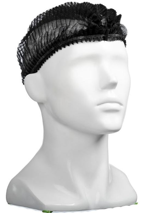 Polypropylene Crimp Hats - Black, 530mm Wide, 12gsm(Box Of 1000)