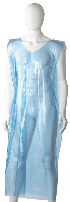 Polyethylene Sleeveless Aprons - Blue, 800mm x 1400mm x 30mu (Box Of 250)