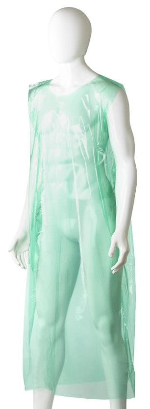 Polyethylene Sleeveless Aprons - Green, 800mm x 1400mm x 30mu (Box Of 250)