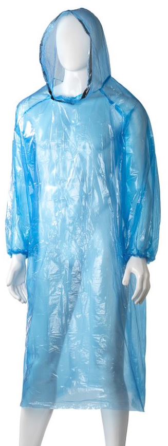 Polyethylene Hooded Ponchos - Blue, 800mm x 1300mm x 30mu (Box Of 96)