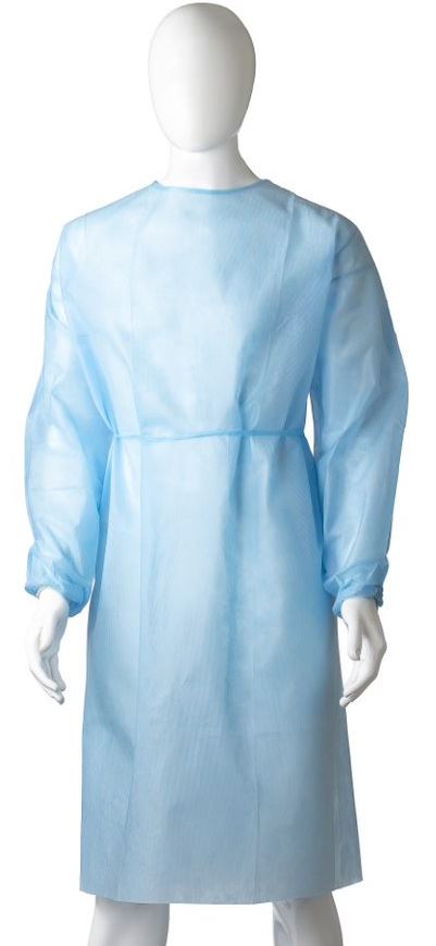 Polypropylene Isolation Gown - Blue, 1200mm x 1400mm, 40gsm (Box Of 30)