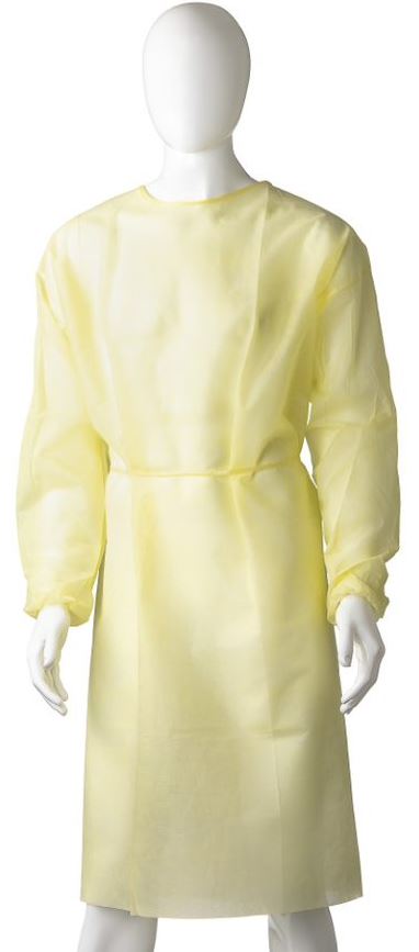 Polypropylene Isolation Gown - Yellow, 1200mm x 1400mm, 40gsm (Box Of 30)