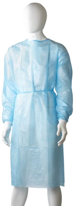 Polypropylene Coated Isolation Gown - Blue, 1200mm x 1400mm, 40gsm (Box Of 40) *Liquid Proof