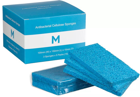 Antibacterial Cellulose Sponges - Blue, 100mm x 150mm x 10mm(Box Of 120)