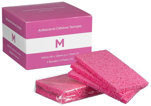 Antibacterial Cellulose Sponges - Pink, 100mm x 150mm x 10mm(Box Of 120)