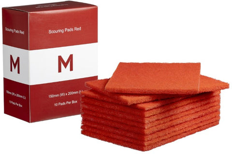 Regular Scouring Pads - Red, 150mm x 200mm x 8mm (Box Of 80)