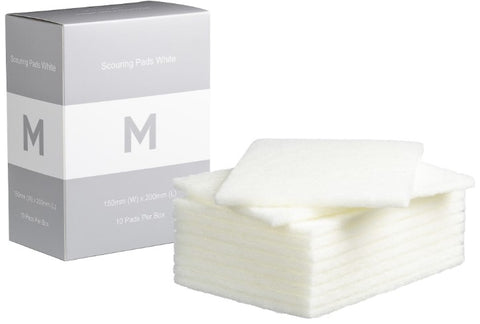 Regular Scouring Pads - White, 150mm x 200mm x 8mm (Box Of 80)