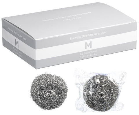 Stainless Steel Scourer - Silver, 30g Scourer Weight *Individually Wrapped(Box Of 60)