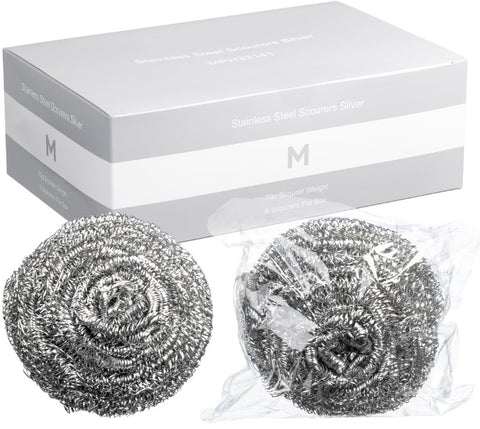 Stainless Steel Scourer - Silver, 70g Scourer Weight *Individually Wrapped(Box Of 60)