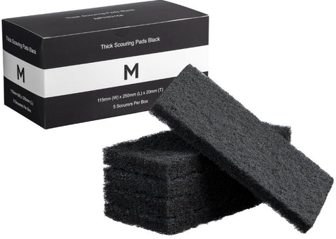 Thick Scouring Pads - Black, 115mm x 250mm x 20mm *Extra Heavy Duty(Box Of 40)