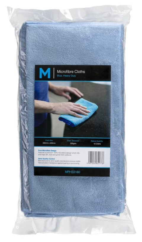 Microfibre Cloths - Blue, 400mm x 400mm, 300gsm (Box Of 50)