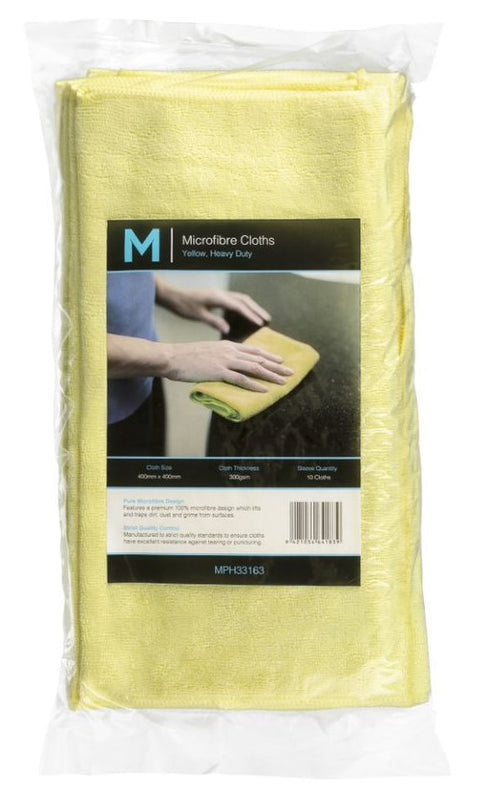 Microfibre Cloths - Yellow, 400mm x 400mm, 300gsm (Pack Of 10)