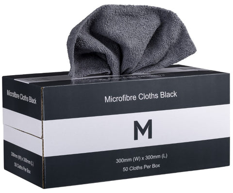 Dispenser Pack Microfibre Cloth 50's pack 300mm x 300mm x 9 Box -Black