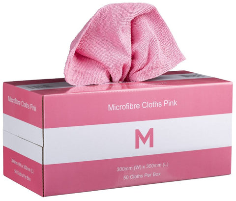 Dispenser Pack Microfibre Cloth 50's pack 300mm x 300mm x 9 Box - Pink