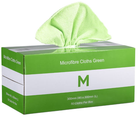 Dispenser Pack Microfibre Cloth 50's pack 300mm x 300mm x 9 Box - Green