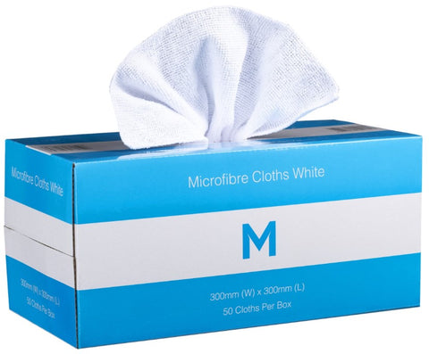 Dispenser Pack Microfibre Cloth 50's pack 300mm x 300mm x 9 Box - White