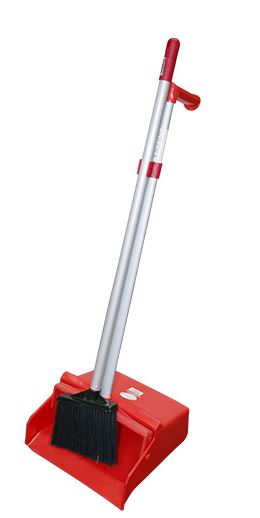 Lobby Upright Brush & Pan Set - Red, 360mm x 275mm x 820mm