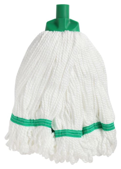 Looped Microfibre Mop Head - White/Green, 25mm x 350g , 330mm