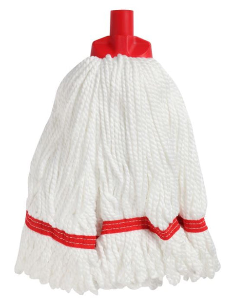 Looped Microfibre Mop Head - White/Red, 25mm x 350g , 330mm