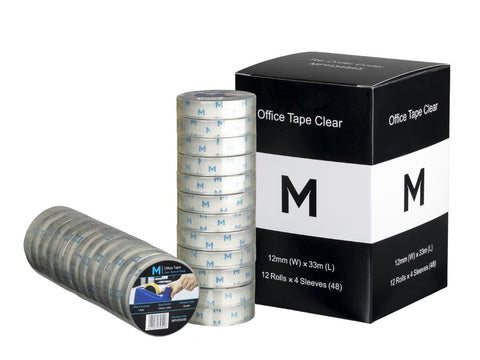 Acrylic Office Tape - Clear, 12mm x 33m x 45mu, 25.4mm Core (Box Of 192) *Small Core