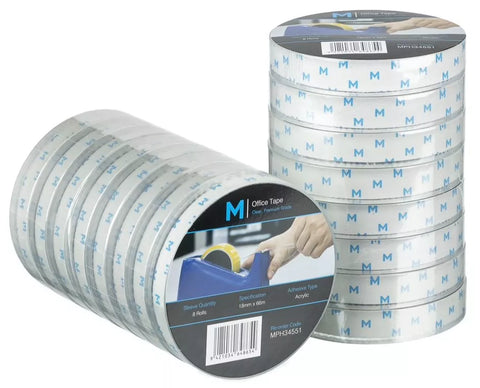 Acrylic Office Tape - Clear, 18mm x 66m x 45mu, 76.2mm Core (Box Of 96) *Large Core