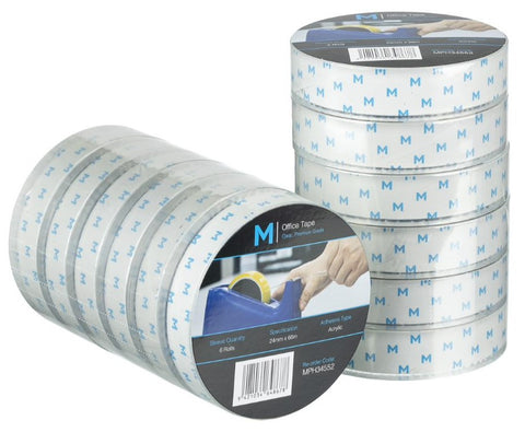 Acrylic Office Tape - Clear, 24mm x 66m x 45mu, 76.2mm Core (Box Of 72) *Large Core