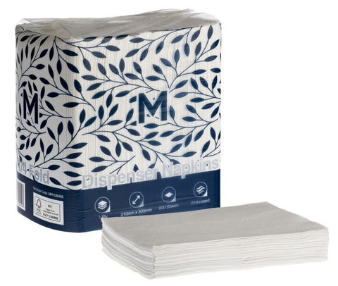 Dispenser Napkins - White, 210mm x 330mm, 1 Ply, FSC Mix® (Box Of 6000)