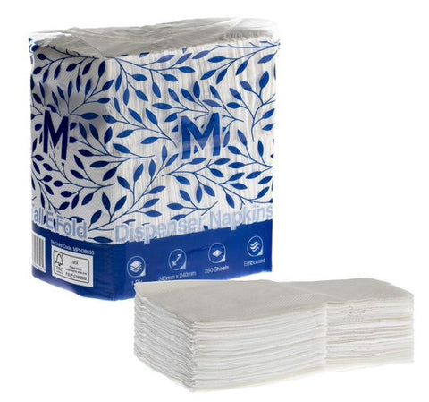 Compact Dispenser Napkins Tall E Fold - White, 240mm x 240mm, 1 Ply, FSC Mix® (Box Of 5000)