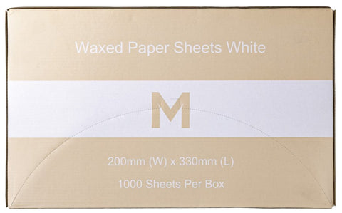 Waxed Paper Sheets Small - White, 200mm x 330mm, 40gsm(Pack Of 1,000)(Box Of 4 Packs)