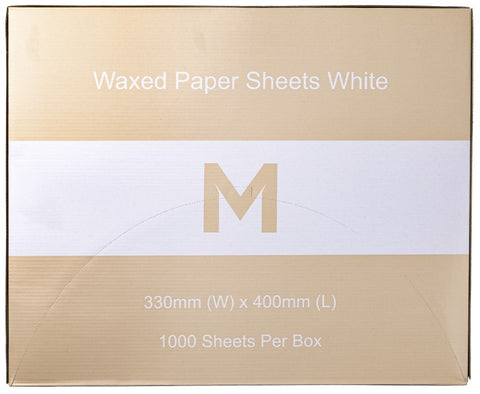 Waxed Paper Sheets Large - White, 330mm x 400mm, 40gsm(Pack Of 1,000)(Box Of 4 Packs)