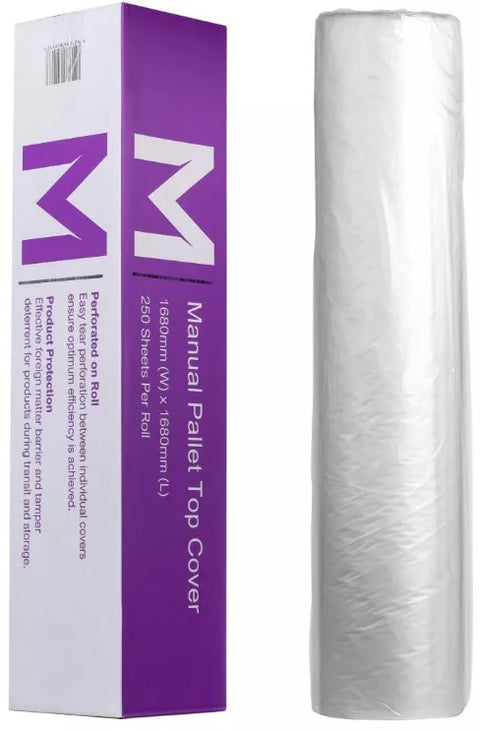 Manual Polyethylene Pallet Cover - Clear, 1680mm x 1680mm x 20mu (Box Of 250)