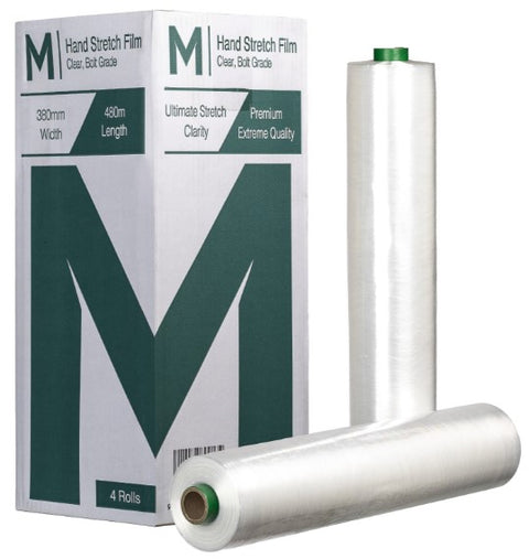 Bolt Prestretch Hand Stretch Film - Clear, 390mm x 480m x 5mu (Box Of 4 Rolls) *Dispenser Film