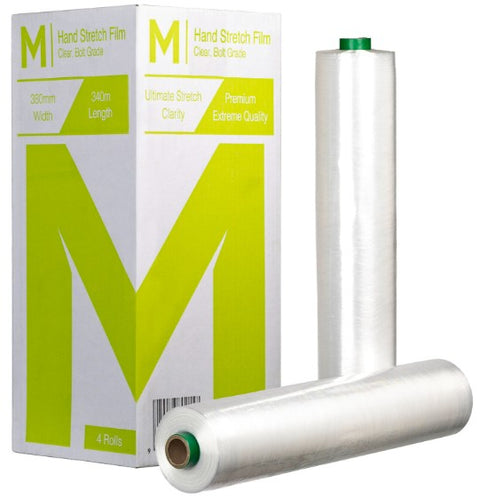 Bolt Prestretch Hand Stretch Film - Clear, 390mm x 340m x 7mu (Box Of 4 Rolls) *Dispenser Film