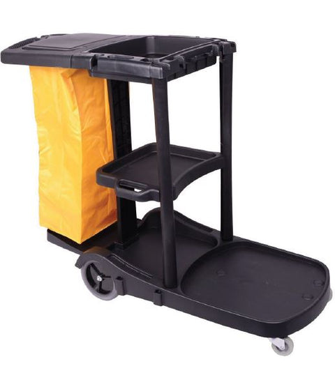 Premium Cleaning Cart - Black, 3 Tier